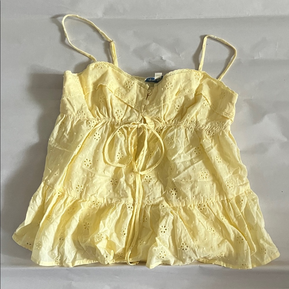 PacSun Yellow Eyelet Lace Blouse